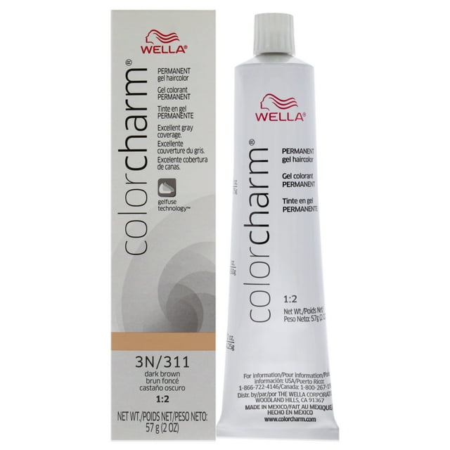 Gel colorante permanente para cabello Color Charm - 311 3N Castaño oscuro de Wella para unisex - Tinte para cabello de 2 oz Wella Color de pelo 2 oz
