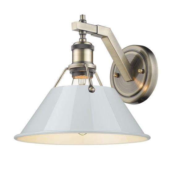 3306-1W AB-DB Golden Lighting Orwell - 1 Light Wall Sconce-9.63 Inches Tall and 10 Inches Wide-Aged Brass Finish-Dusky Blue Shade Color