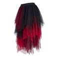 thumbnail image 3 of Women's Gothic Tulle Skirts Mesh Layered Asymmetrical Skirt Black Red 2XL, 3 of 4