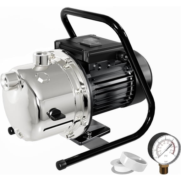 LANCHEZ 1.6 HP Portable Shallow Well Pump, 1162 GPH Stainless Steel Sprinkler Pump, 115V Water Transfer for Garden Draining and Lawn Irrigation