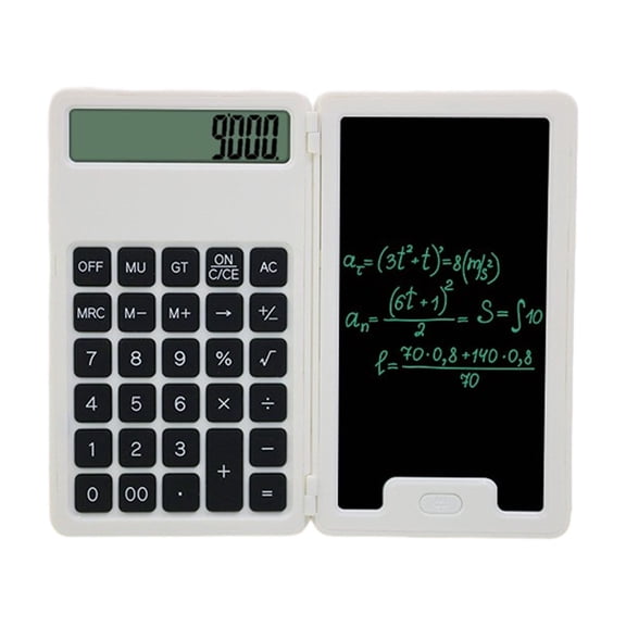 Nkmbld Desk Calculator with Erasable Writing Pad, 12-Digit Wide Screen Display, Pull-Out Stylus, Multifunctional Calculator for Office, Exam, Business