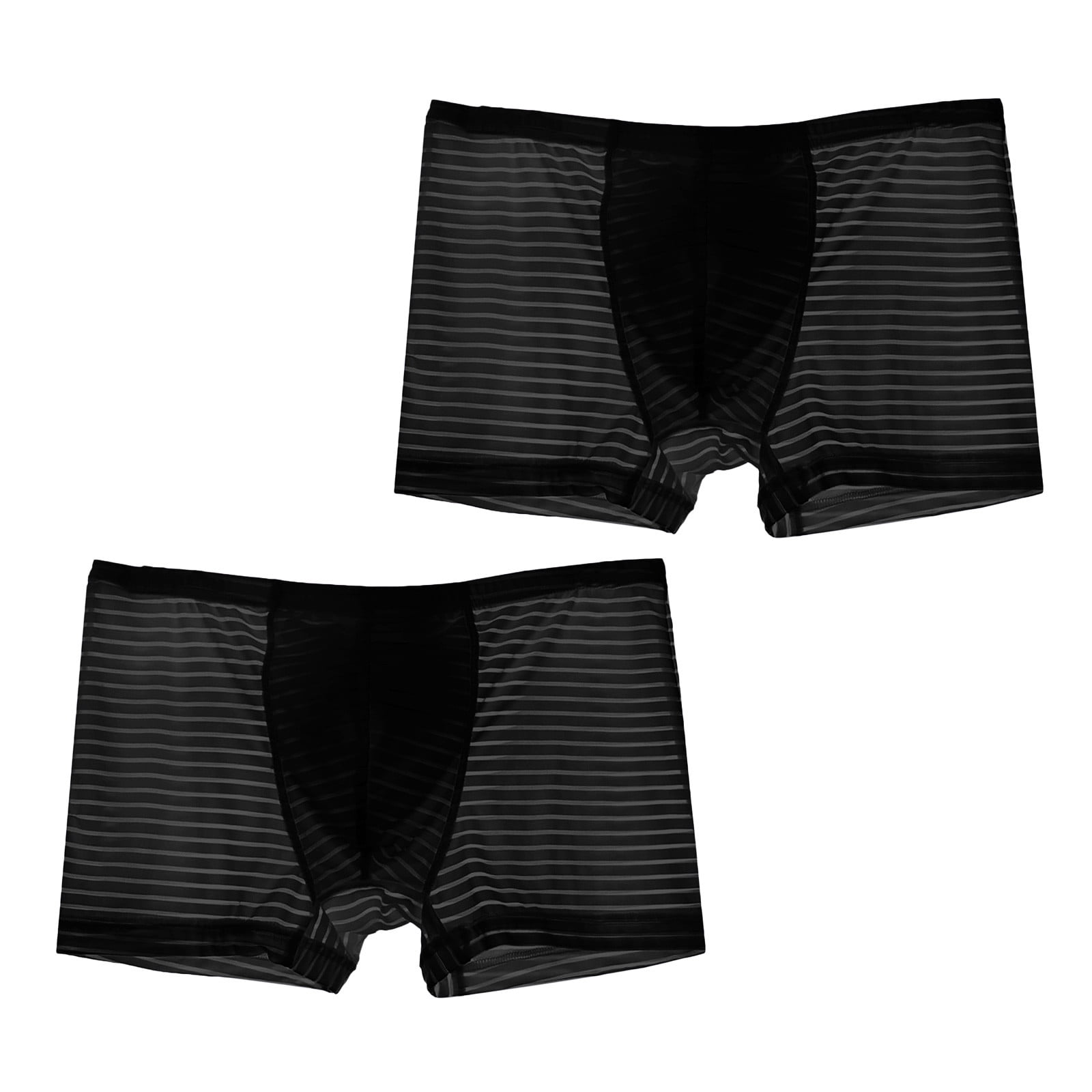 Penkiiy 2PC Men's Ice Silk Solid Color Underwear Boxer Shorts Thin ...