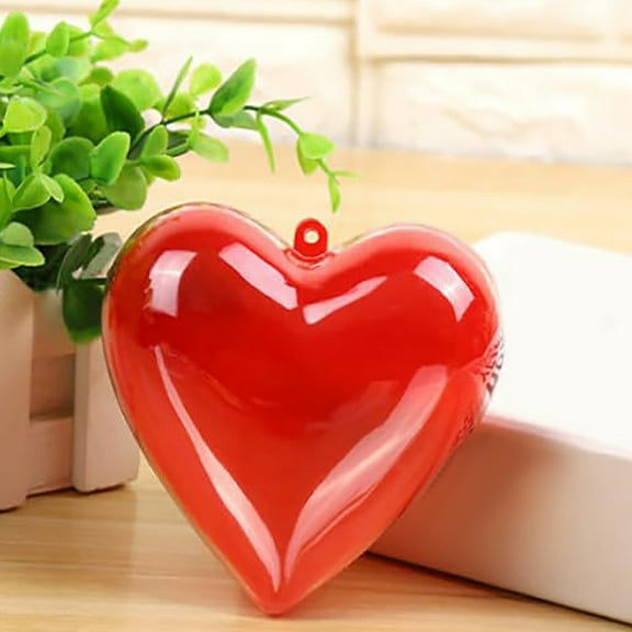 OUNONA 12pcs Plastic Fillable Heart Ornaments Balls Valentines Day Diy Craft Ornaments For Wedding Party Birthday Anniversary Hanging Decorations