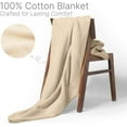 thumbnail image 3 of Queen Size Multipurpose Blanket, 100% Extra Long Staple Cotton, Soft & Breathable Herringbone Weave, Beige, Lightweight, Machine Washable, All-Season Throw Blanket for Bedroom & Travel, 3 of 7