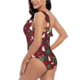 thumbnail image 4 of Sikiie Dinosaur Christmas Happy New Year Print Women One Piece Swimsuits Tummy Control One Shoulder Bathing Suits Ruffle Swimwear, From S to XXL-Large, 4 of 6