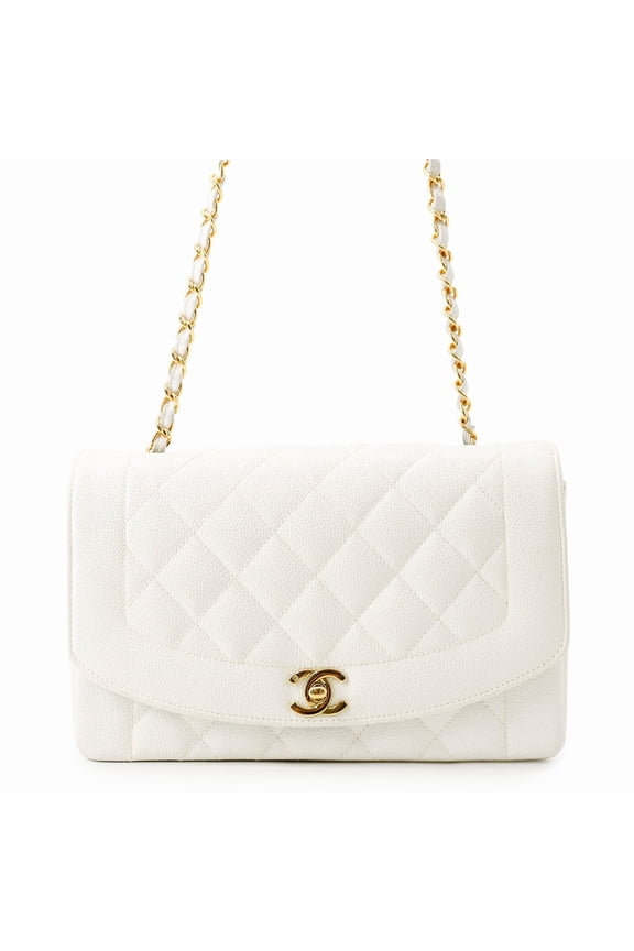 Pre-Owned Chanel Chain Shoulder Bag Matelass 25 Coco Mark Single Flap A01165 CHANEL White...