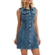 thumbnail image 4 of Vestido de mezclilla sin mangas para mujer Inspire Chic, con botones, corte A, mini vestido con bolsillos, gris azul, 2XL, 4 of 6