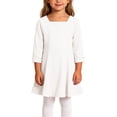 thumbnail image 5 of Wilark Toddler Girls Dress Square Neck Knitting Cotton Casual Long Sleeve Fall A Line Dress White 2 T, 5 of 7