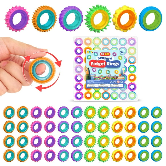 Anillos giratorios KLT de Fidget Toys para niños, paquete de 50 regalos de fiesta