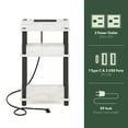 thumbnail image 3 of Furinno Just 3-Tier Turn-N-Tube USB and Type-C Charging Port End Table with Open Storage, Marble White/Black, 3 of 7