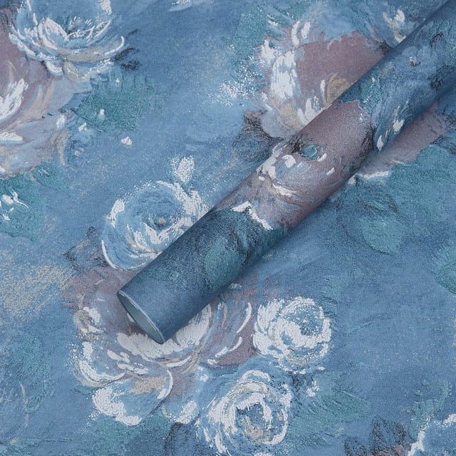 Nvzi flower packaging paper, floral packaging paper, three-dimensional pattern packaging paper, oil painting paper (blue)