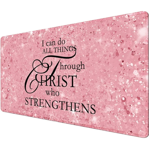 I Can Do Anything Pink Desk Pad Desk Mat with Non-Slip Base and Stitched Edge,Rose Large Mouse Pad for Laptop,Extended Gaming Mouse Pad Desk Cover Desks Protector for Office Home(31.5" x 15.7")