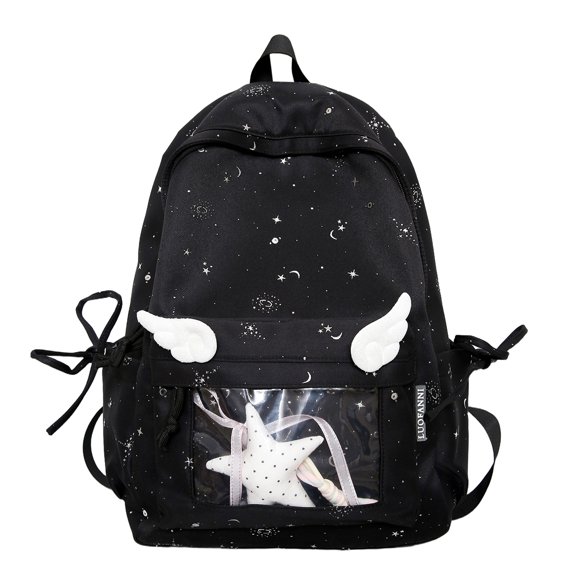 Star Print Backpack, Lightweight Breathable Transparent Front Pocket Backpack, Heavy Duty Laptop Backpack for Outdoor Work, Blue