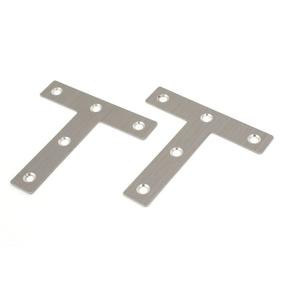 Unique Bargains 2pcs Flat T Shape Repair Mending Plate Connector Joining Bracket 3" x 3"