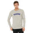 thumbnail image 2 of Daxton Retro Michigan Arch Font Long Sleeves T Shirt Soft Medium Weight Cotton, Oat Tee Navy Font, 2XL, 2 of 2
