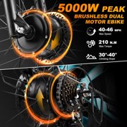 (US in Stock)5000W (Peak) Electric Bike for Adults, 52V 23AH Battery Electric-Bike, Dual-Motor-Ebike 40mph Ebike, 26*4.0 Fat Tire Ebike, AWD 7-Speed E-Mountain Bicycle for Off-Road Snow Sand