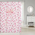 thumbnail image 2 of Manfei Pink Cartoon Flowers Shower Curtain 72Wx72L,Cute Coquette Bowtie Bathroom Curtain, 2 of 5