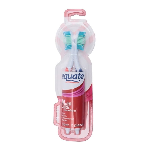 Cepillo dental Equate multi care beneficios medio 2 piezas