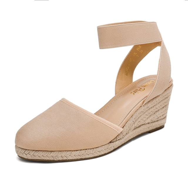 Sandalias de cuña Amanda para mujer DREAM PAIRS en color nude, talla 9.5