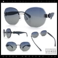 thumbnail image 2 of Womens Rimless Bevel Lens Flower Jewel Hinge Round Fashion Sunglasses Silver Grey - Smoke, 2 of 8