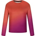 thumbnail image 3 of Chemises à Manches Longues pour Hommes Grandes Tailles Couleur Ombrée Col Rond T-Shirts Basiques Coupe Régulière Mode Décontractée Tee Tops, 3 of 3