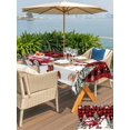 thumbnail image 4 of Outdoor Tablecloth with Umbrella Hole and Zipper, Red Plaid Christmas Snowman Rectangle Table Cloth 60x120 Inch Waterproof Tablecloth, Xmas Truck Tree Snowflake Picnic Table Cover for Patio Camping, 4 of 7