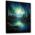 thumbnail image 2 of Designart "Aurora Reflections of Northern Lights II" Landscapes Framed Wall Art - Traditional Green Northern Lights Living Room Framed Canvas Art, 2 of 6
