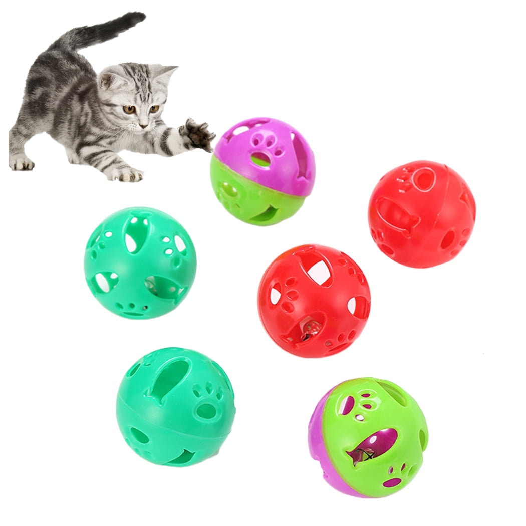 6PCS Cat Ball Toy Hollow Fish Paw Interactive Cat Exercise Ball Cat Bell Toy Walmart