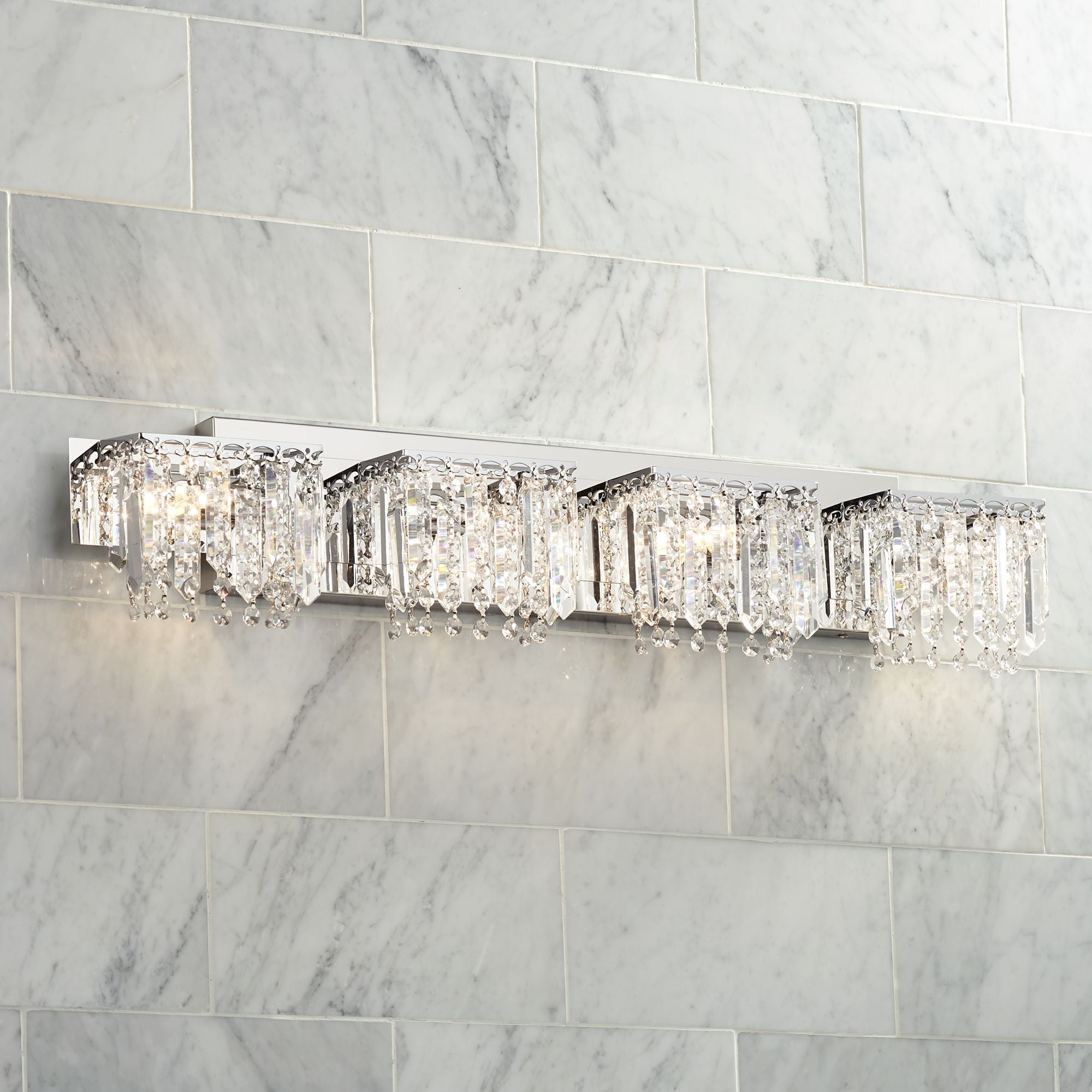 Possini Euro Design Modern Wall Light Chrome Hardwired 33 3/4" Wide 4