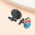 thumbnail image 6 of Tie Dye Sophisticated Stainless Steel Cufflink Set for Men - Versatile Styling for Formal Attire - for Office Meetings and Special Occasions, 6 of 6