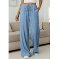 thumbnail image 4 of PRETTYGARDEN Womens Palazzo Pants Summer Fashion High Waisted Wide Leg Drawstring Flowy Beach Trousers with Pockets, 4 of 10