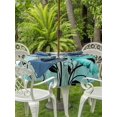 thumbnail image 3 of Outdoor Tablecloth with Umbrella Hole for Patio/Picnic/Party/Camping, Turquoise Daisy Farmhouse Waterproof Table Cloth Round Cover Washable, Country Teal Floral (Dia 54"), 3 of 9