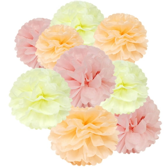 Wrapables® Set of 18 Tissue Pom Pom Party Decorations for Weddings, Birthday Parties Baby Showers and Nursery Decor, Peach/Ivory/Light Pink