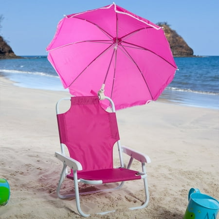 Kids Pink Beach Chair & Umbrella
