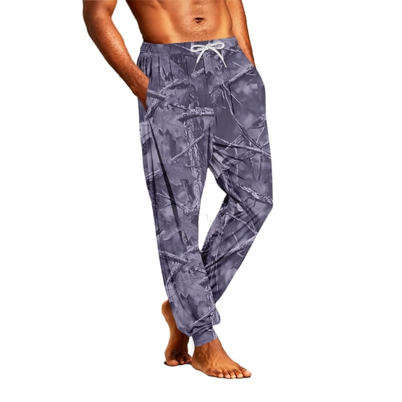 GrmtClth Adjustable Drawstring Oversized Tree Camo Jogger Loungewear Trousers for Men Elastic Ankle Wrinkle Resistant Sleep Pants Purple XL