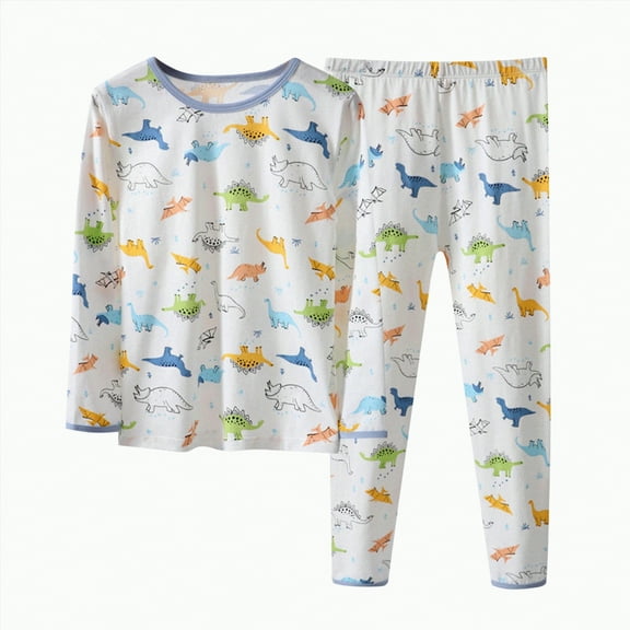 UAYOTSE Toddler Kids Junior Soft Bamboo Pajamas Tie Dye Long Winter Pjs 2pcs Set(White#_3,13-14 Years)