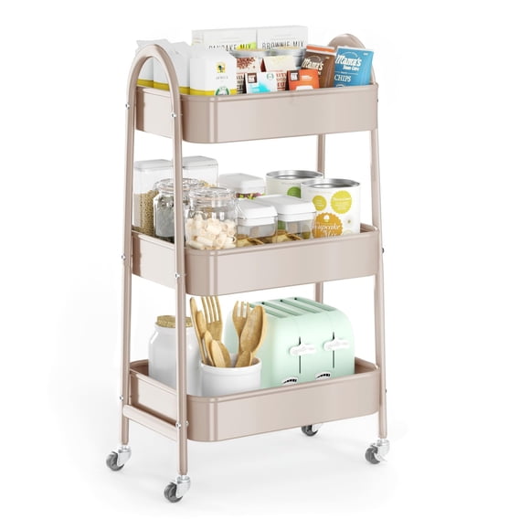 Carrito utilitario rodante EAGMAK de metal de 3 niveles con ruedas bloqueables