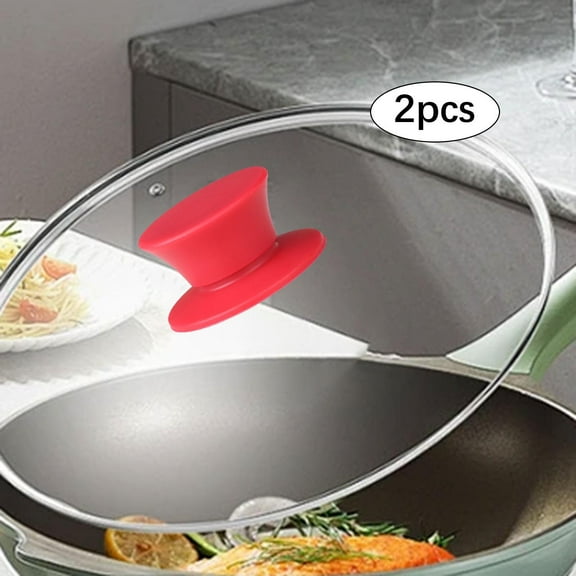 Fancyes 2 Pieces Silicone Pot Lid Replacement Knobs Pan Lid Holding Handles Sturdy Universal for Slow Cookers Kitchen Cookware Covers Red
