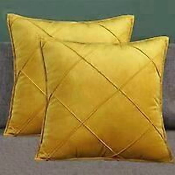 High Quality Velvet Soft And Simple Cushion Cover Set, Decorative Cushion Cover For Sofa (45 x 45 Cm (2 Yellow))