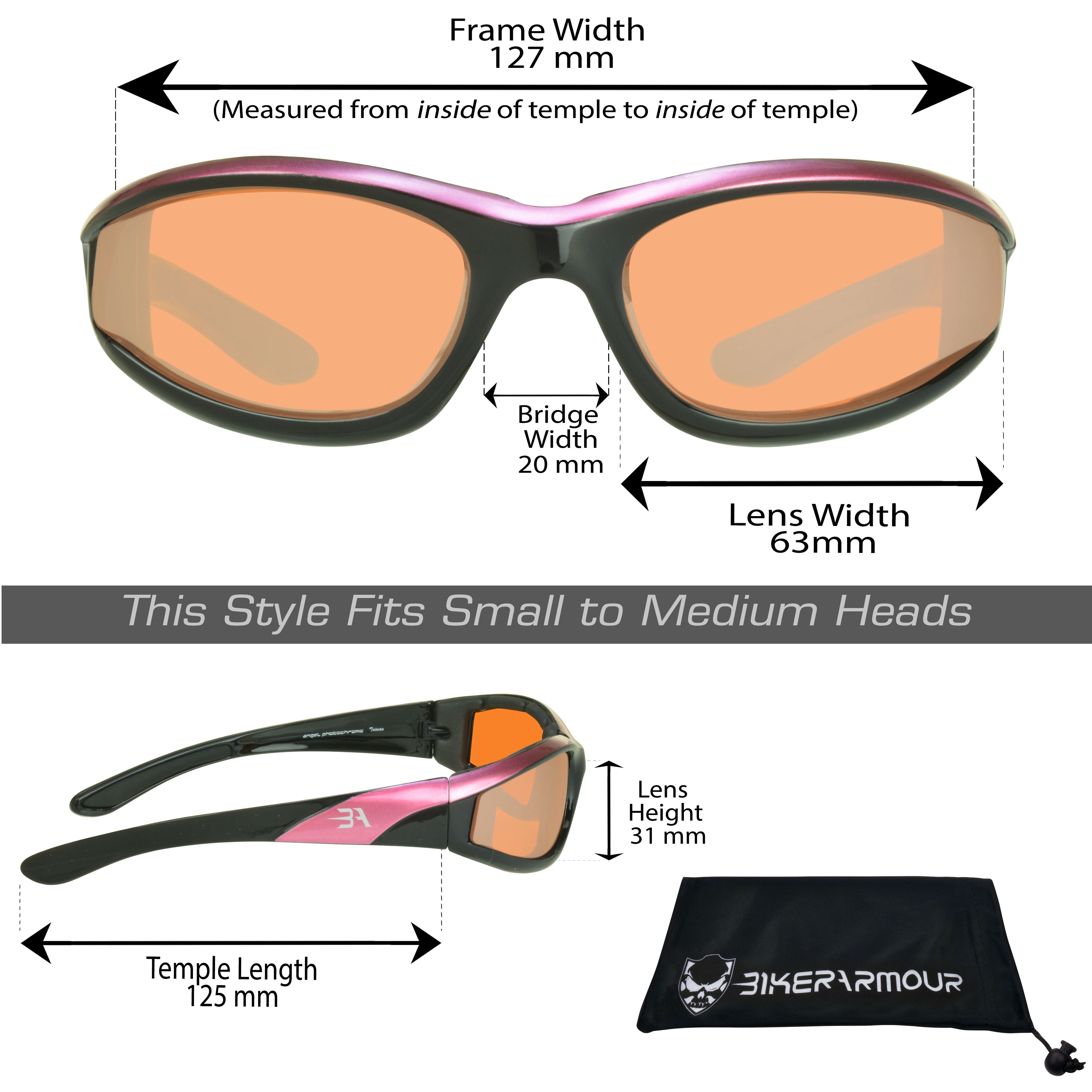 Bikershades Motorcycle Biker Safety Glasses Pink Women HD & Clear