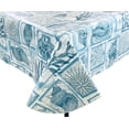 thumbnail image 1 of Ocean Shells Blue Flannel Back Vinyl Tablecloth: Fun Easy Clean Table Cover for Cookout Picnics Home Kitchen Office Business (52" x 70" Inch), 1 of 5