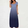 thumbnail image 2 of Women's Gradient Short Sleeve Maxi Dress 2025 Summer Casual Crewneck A Line Flowy Long Dresses with Pockets, 2 of 5