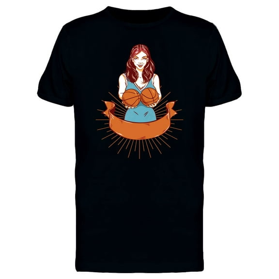 Retro Basketball Pin-Up Lady T-Shirt Men -Image by Shutterstock, Male 3X-Large