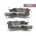thumbnail image 2 of Glory Furniture Hollywood Velvet Sofa Chaise in Dark Gray, 2 of 6