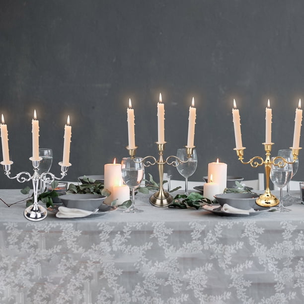 Candelabro metálico europeo de tres brazos - Decoración vintage romántica para bodas y cenas de restaurante, hotel o hogar