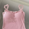 thumbnail image 4 of Tank Tops For Women Sevevn Women's Ribbed Knit Cami Top Lace Trim Button Front Tank Top with Chest Cushion Pink, 4 of 5