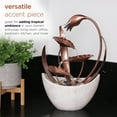 thumbnail image 6 of Alpine Corporation 15"H Indoor Multi-Tier Metal Floral Leaf Tabletop Fountain with Stone-Filled Base, 6 of 12
