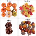 thumbnail image 2 of 50Pcs Thanksgiving Artificial Pumpkins Home Harvest Decoration Set, Fake Pumpkins Gourds Maple Leaves Pine Cones Acorns, 2 of 5