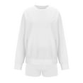 thumbnail image 6 of 2 Piece Outfits for Women Sweatsuit Sweat Shorts Sets Oversized Crewneck Sweatshirt Cozy Lounge Workout Tracksuit (XL, White), 6 of 7