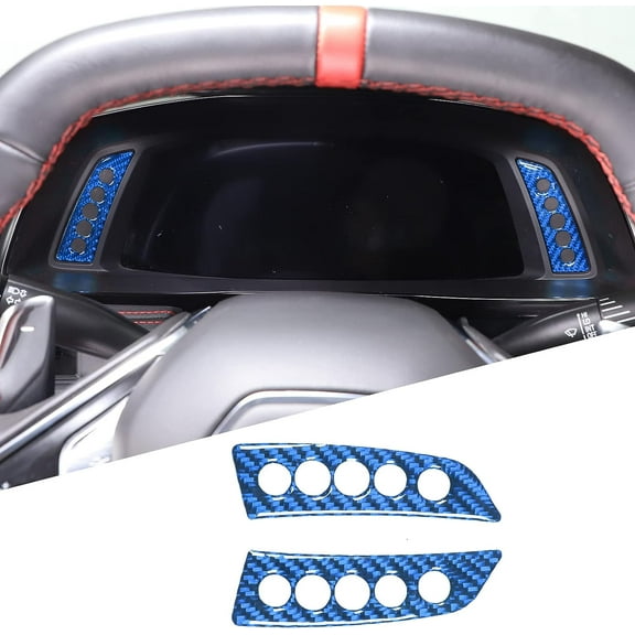 TINKI Real Carbon Fiber Instrument Panel Trim Sticker Compatible with Chevrolet Corvette C8 2020-2023, Dashboard Fault Light Display Panel Cover Sticker Accessories
